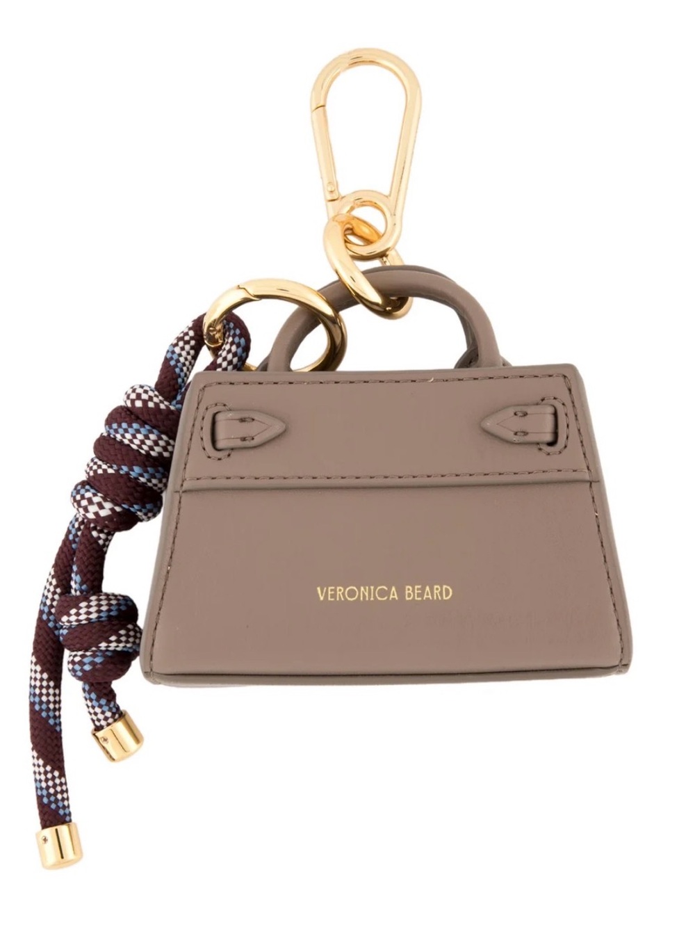 Veronica Beard Taupe Mini Tote Key Holder with Gold Hardware and Rope Strap